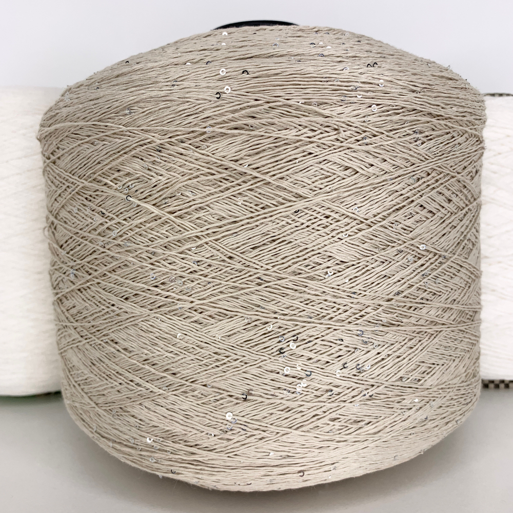 LINETTE PAILETERS - 80% лен, 20% п/а, микропайетки 2мм - серебро, бежевый; 450м\100гр