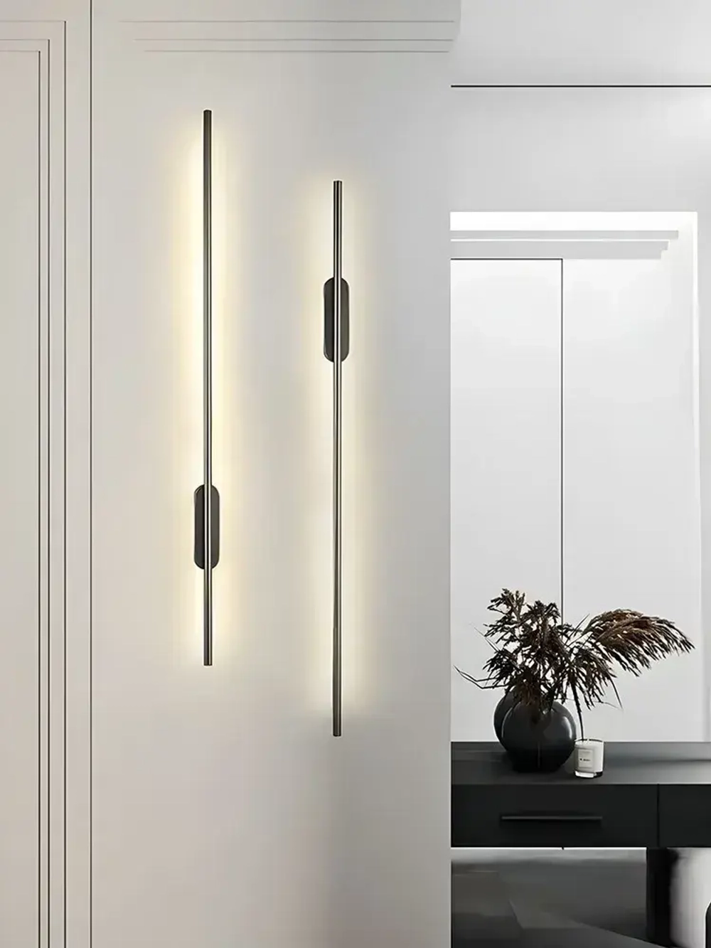 Светильник настенный светодиодный черный, 100см, 21W, бра настенный OutFrame, три режима