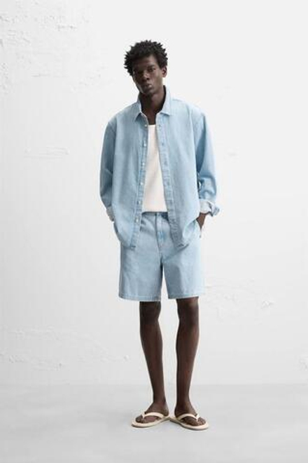 ZARA ДЖИНСОВЫЕ ШОРТЫ, СВЕТЛО-ГОЛУБОЙ