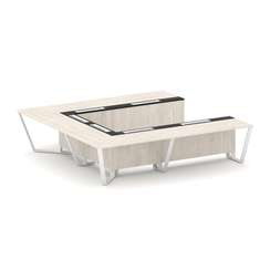 Steel Meet Стол переговорный П-образный KM-PR.B.SP-11P Денвер Светлый/Графит Глянец/Металл Белый 320