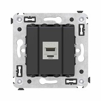 Компьютерная розетка RJ-45 без шторки в стену, кат.6 одинарная экранированная, "Avanti", "Черный матовый"