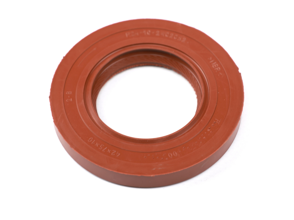 Сальник 42х75х10 а/м ГАЗ-24, Волга, ГАЗель хвостовика редуктора (гладкий) (красный с пружиной /NBR) Резинотехника г. Балаково ( ОЕ Р.24-10-2402052 гл.к.(NBR) )