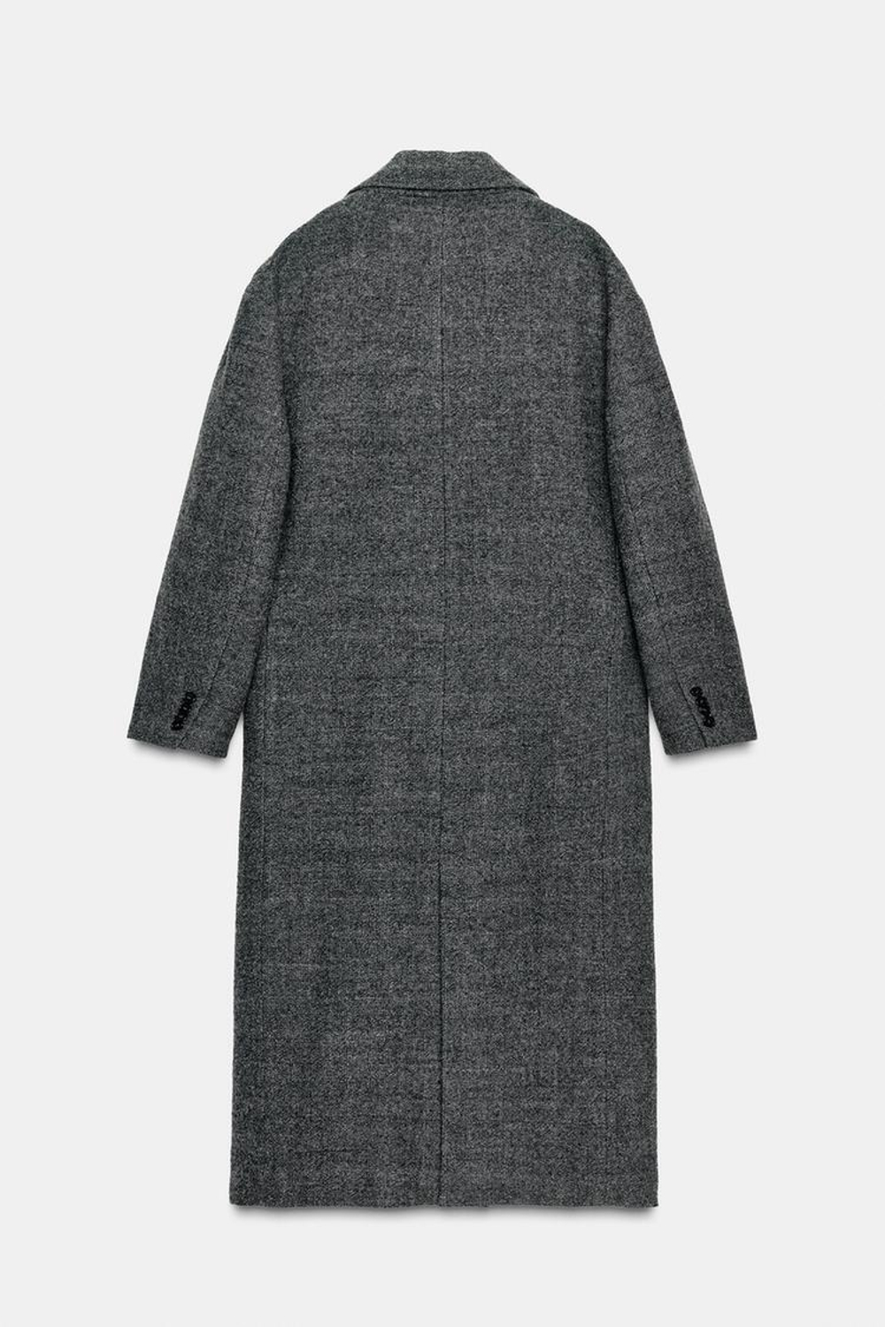 ZARA ПАЛЬТО В КЛЕТКУ ИЗ 100% ШЕРСТИ — ZW COLLECTION LIMITED EDITION, МЯГКИЙ СЕРЫЙ