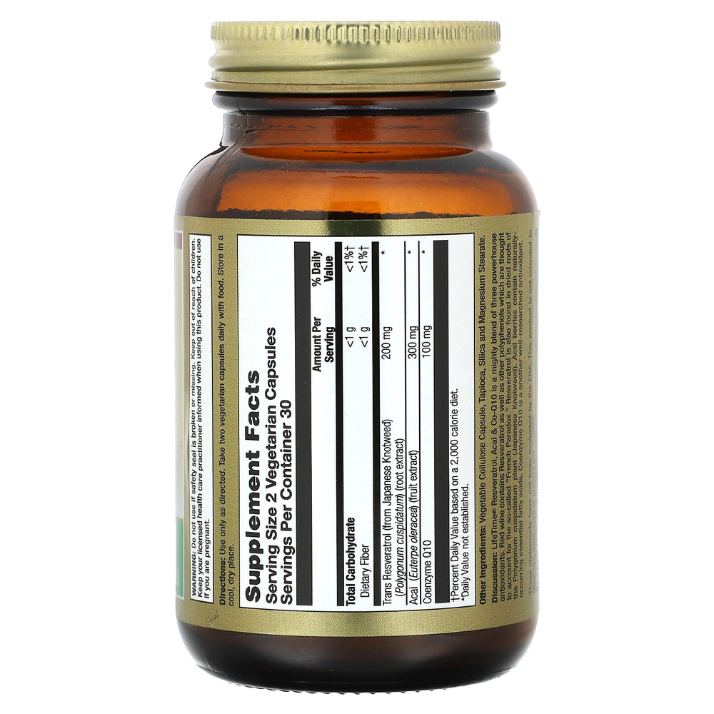 LifeTime Vitamins, ресвератрол, асаи и коэнзим Q10, 60 вегетарианских капсул