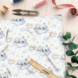 Ткань барби зайчата на облаках