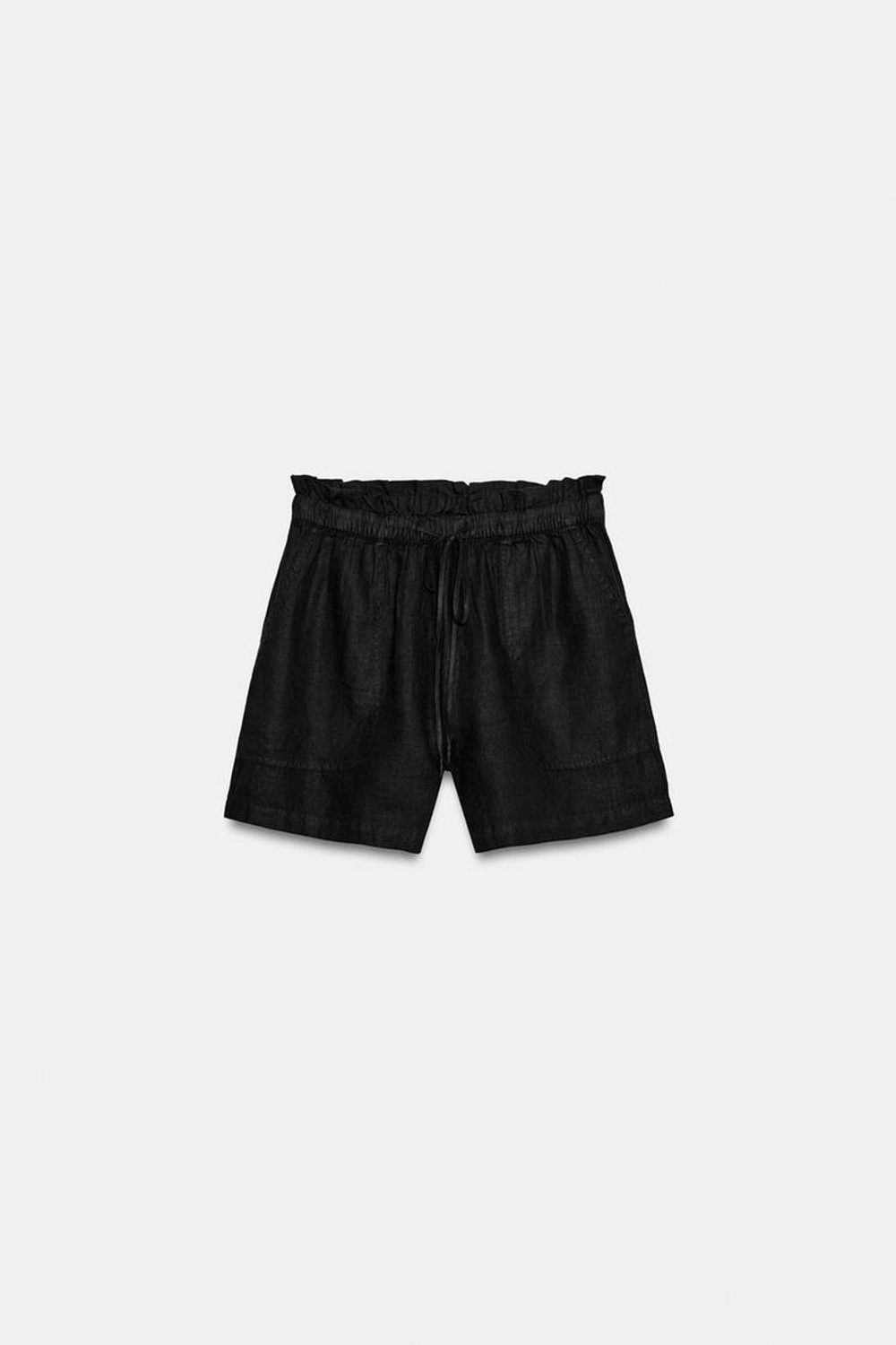 ZARA ШОРТЫ ИЗ 100% ЛЬНА — ZW COLLECTION, ЧЕРНЫЙ