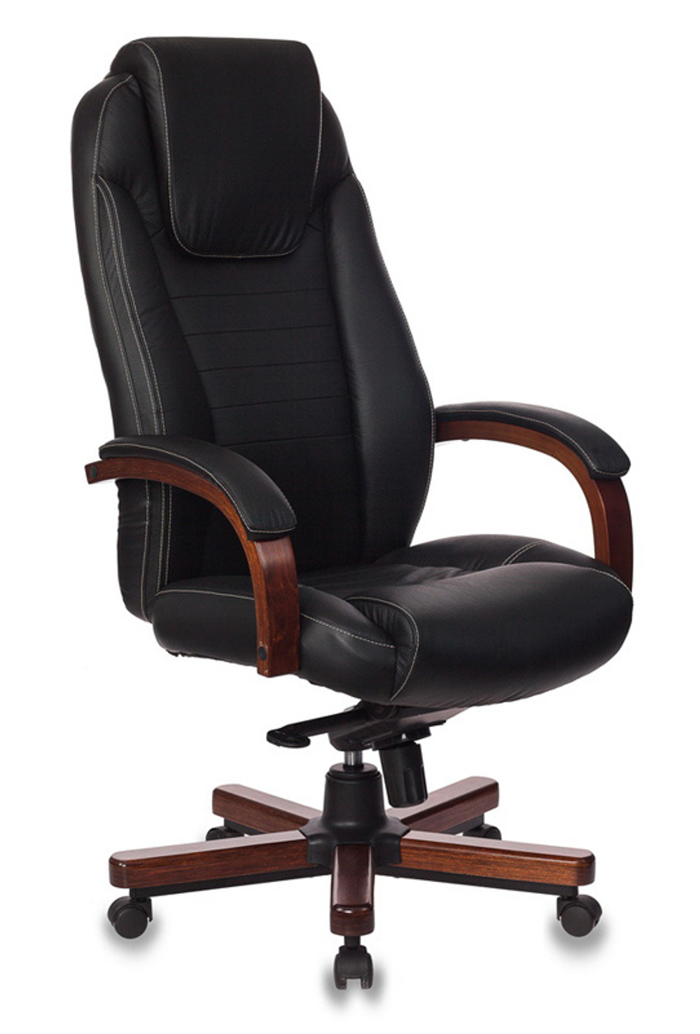 Кресло руководителя Бюрократ T-9923WALNUT, черный, кожа