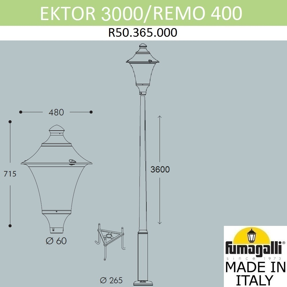 Парковый фонарь Fumagalli REMO R50.365.000.AXH27