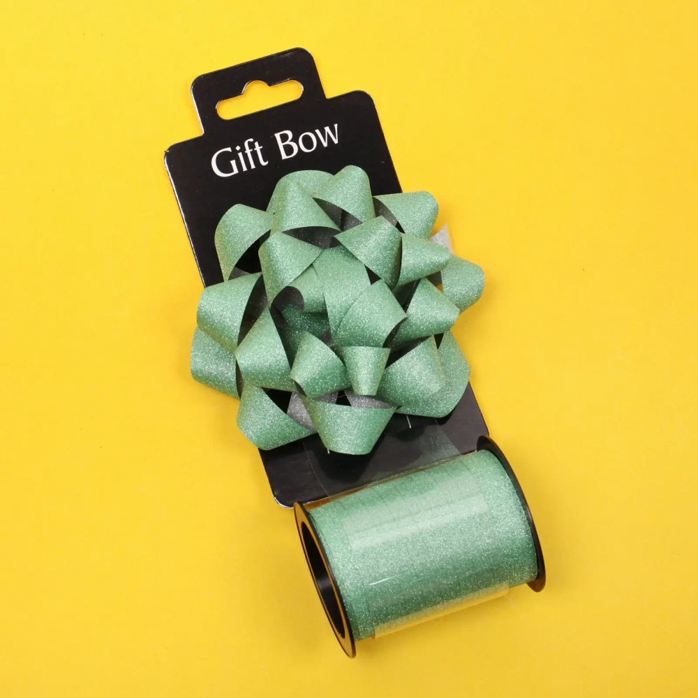 Набор для декорирования «Мерцание» бант d=10 см, лента 1,6 см (10м), Зеленый