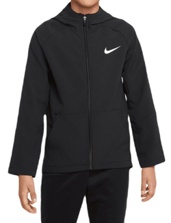 Детская теннисная толстовка Nike Boys Dri-Fit Woven Training Jacket - black/black/black/white - Black