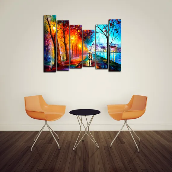 Модульная картина "Город у озера "