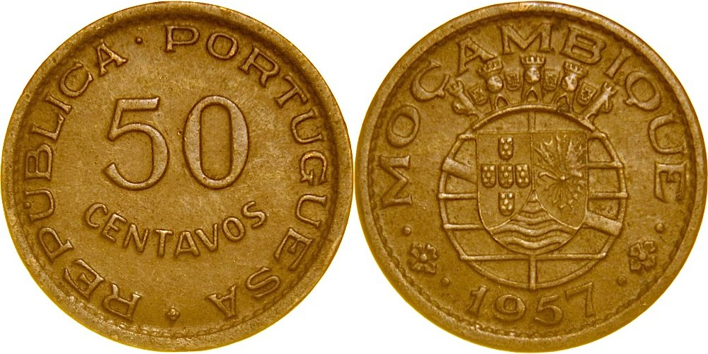 Мозамбик 50 сентаво, 1953-1957 Португальская колония XF