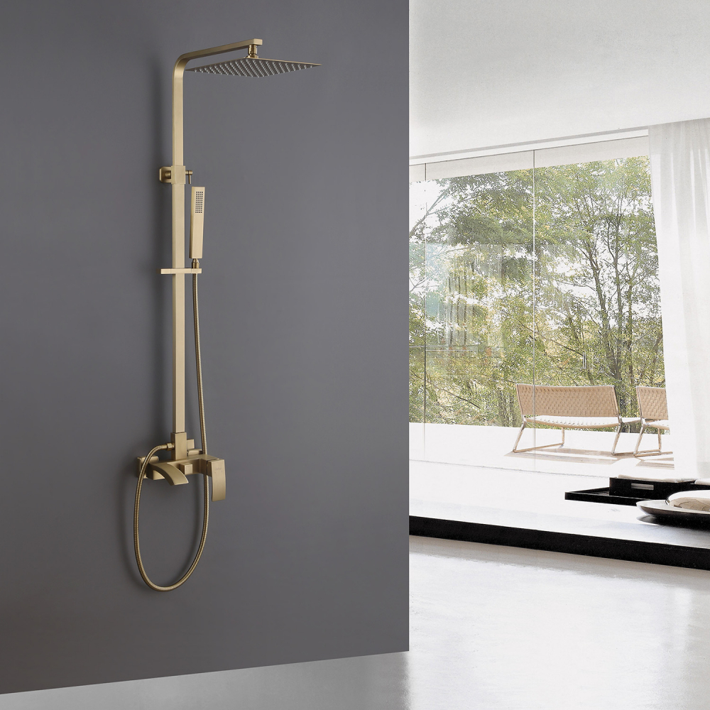 Душевая стойка ABBER Wasserfall AF8616GL с изливом, золото матовое