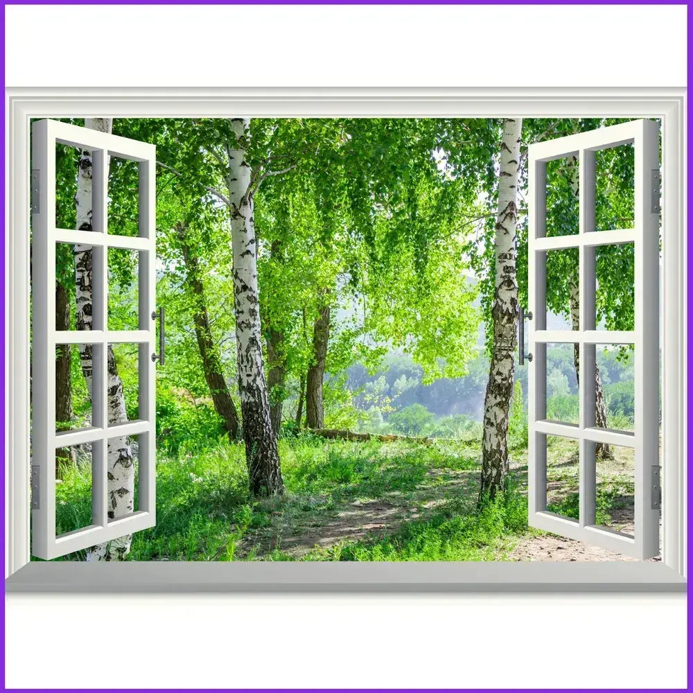 Окно фотообои на стену 200х150см виниловые на флизелиновой основе, обои в дом