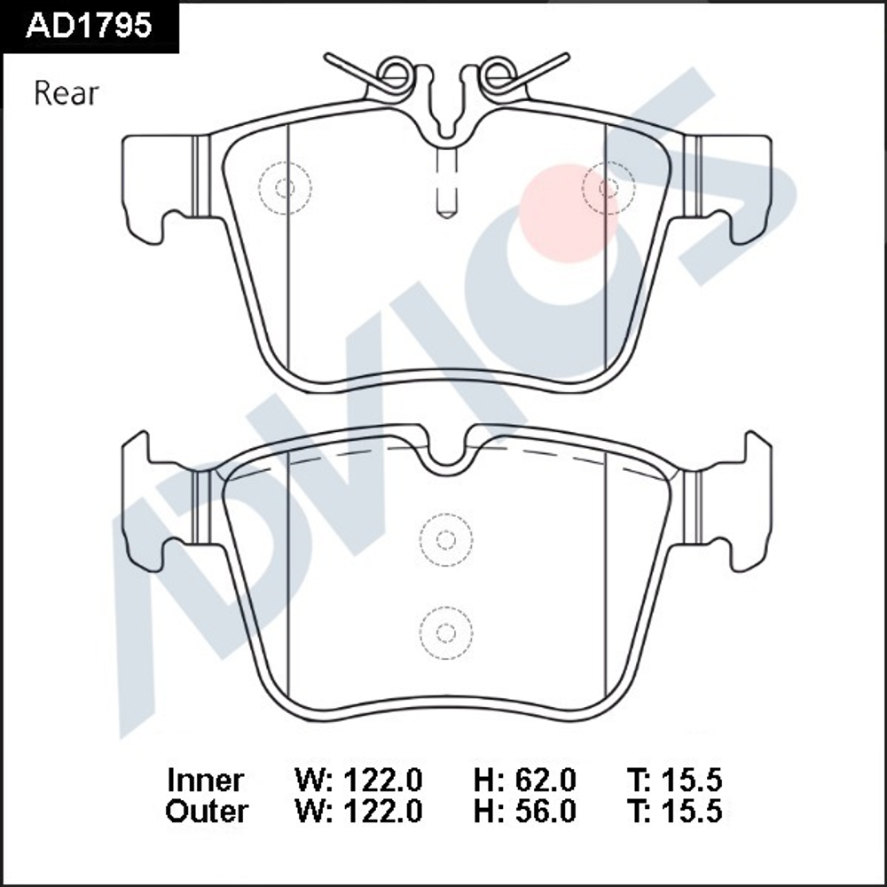 Дисковые тормозные колодки ADVICS (еврокерамика) задние AD1795