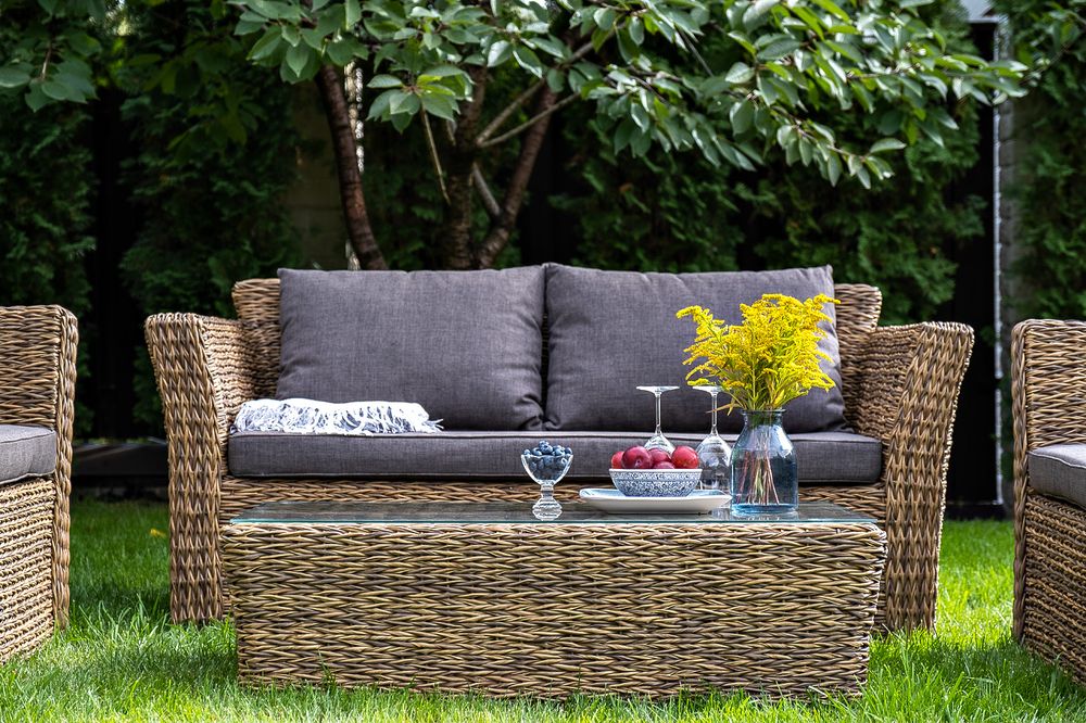 "Капучино Сингл" лаунж-зона из искусственного ротанга (гиацинт), цвет соломенный