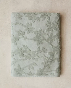 ZARA HOME ЖАККАРДОВОЕ ПОЛОТЕНЦЕ С ЦВЕТОЧНЫМ УЗОРОМ, СИНИЙ