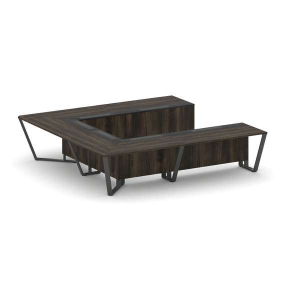 Steel Meet Стол переговорный П-образный KM-PR.B.SP-11P Дуб Мали/Графит Глянец/Металл Антрацит 3200*3