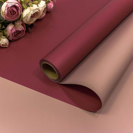 Упаковочная матовая пленка (0,58*10 м) Малиновый/Пудровый, 1 шт.