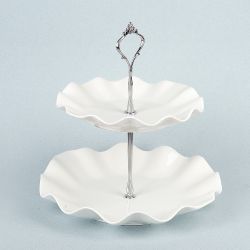 Блюдо 2-х ярусное " " d=19/24см. h=25 см. (фарфор) (подарочная упаковка)