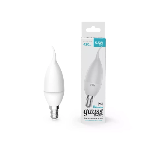 Лампа Gauss LED Basic Свеча на ветру 5.5W E14 420lm 4100K  1034126