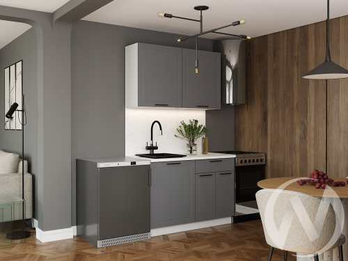 Кухня 1;2 м "Эстер" белый; маренго силк (корпус белый)