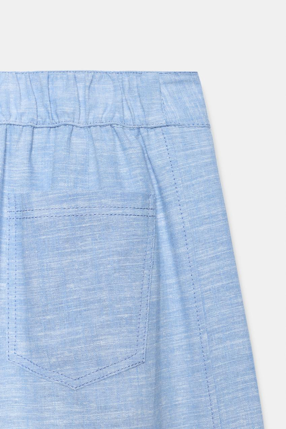 ZARA ШИРОКИЕ БРЮКИ ИЗ ЛЬНА, ГОЛУБОЙ