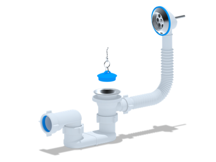 Сифон Ани для ванны с выпускоми переливом  1 1/2" плоский