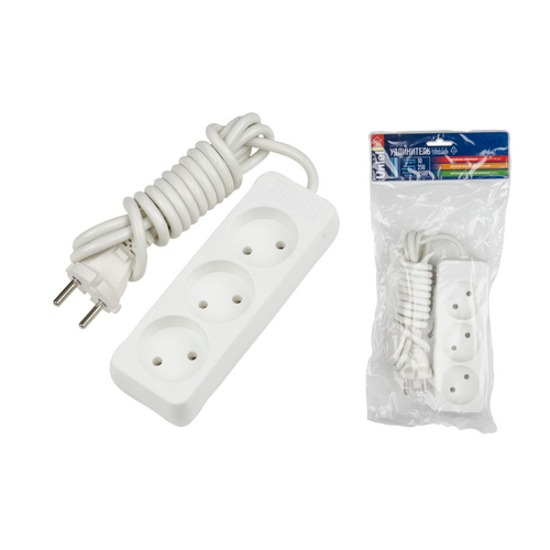 S-CP3-1,5 Удлинитель серии General purpose,шнур 1,5м., 3 гнезда, б/з. Белый. ТМ Uniel.