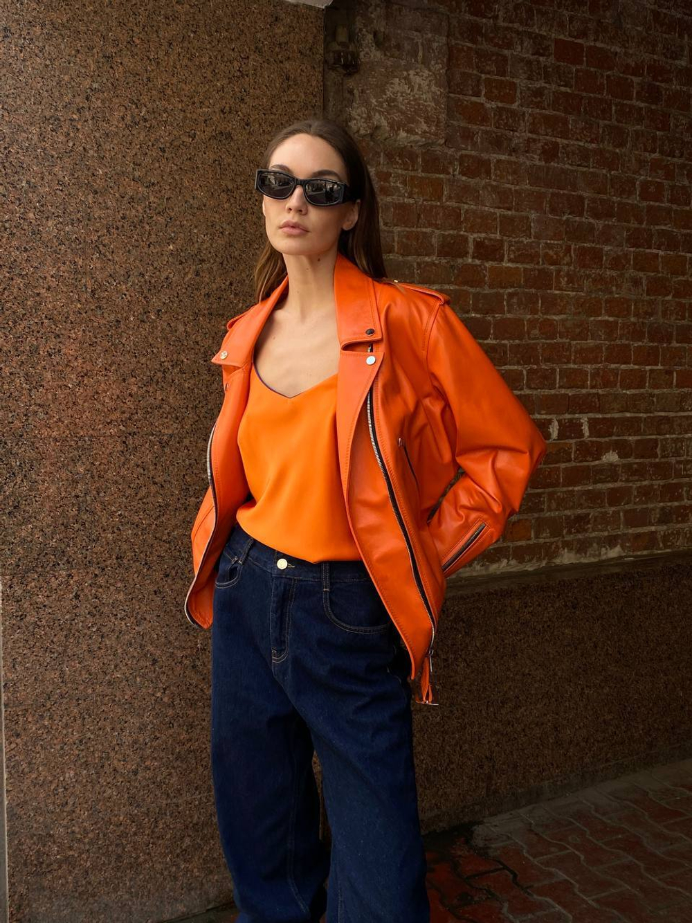 Косуха medium оранжевая мягкая кожа