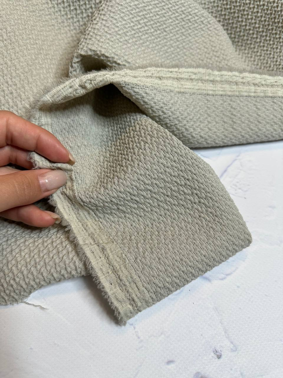 Костюмно-плательная фактурная жаккардовая шерсть (Marzotto, 100%шерсть, Лен в дымке, 152, 240 гр/м2)