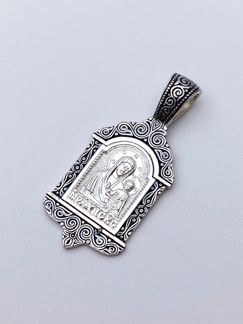 Образок из серебра/Чернение/Казанская БМ