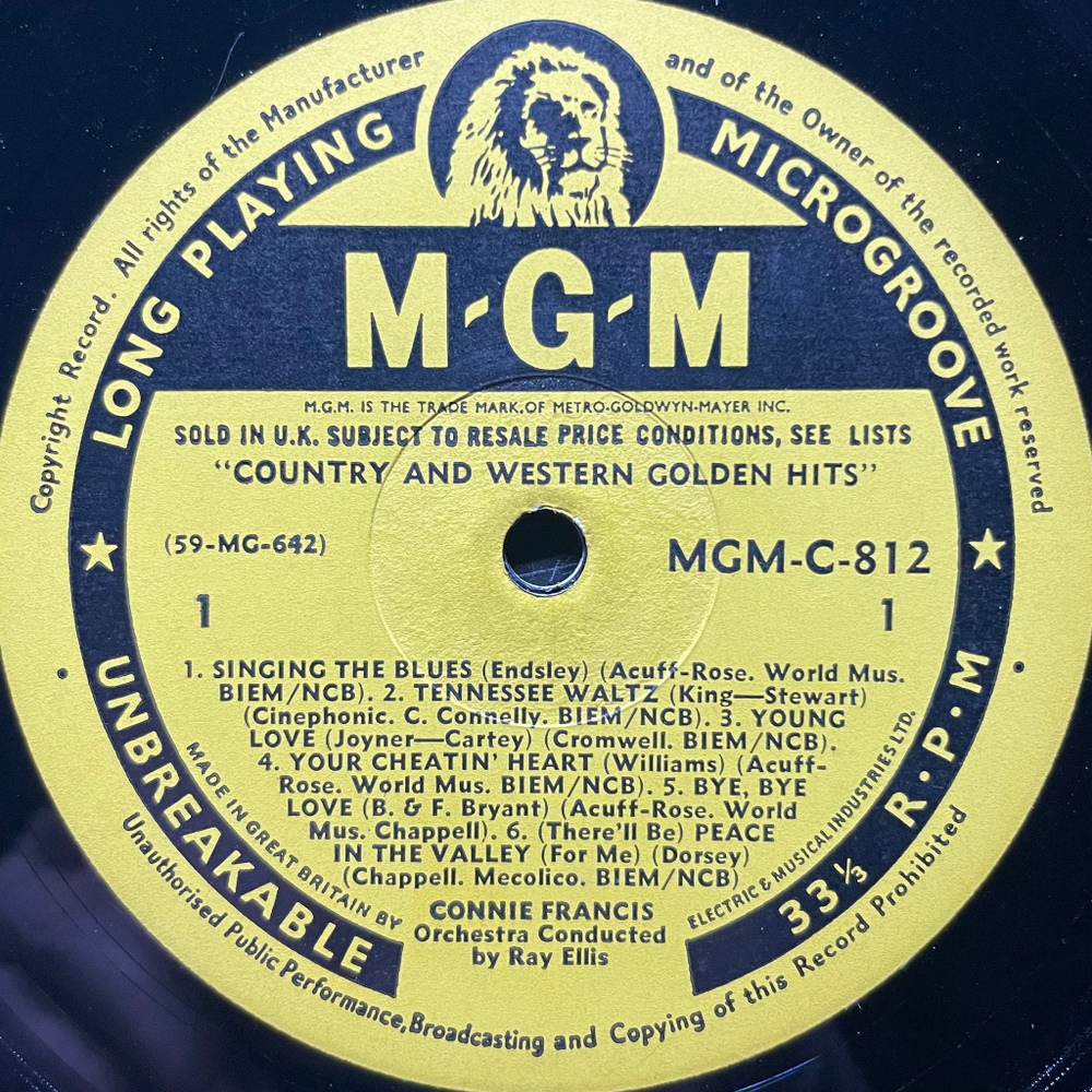 Connie Francis ‎– Country And Western Golden Hits (Англия 1960г.)