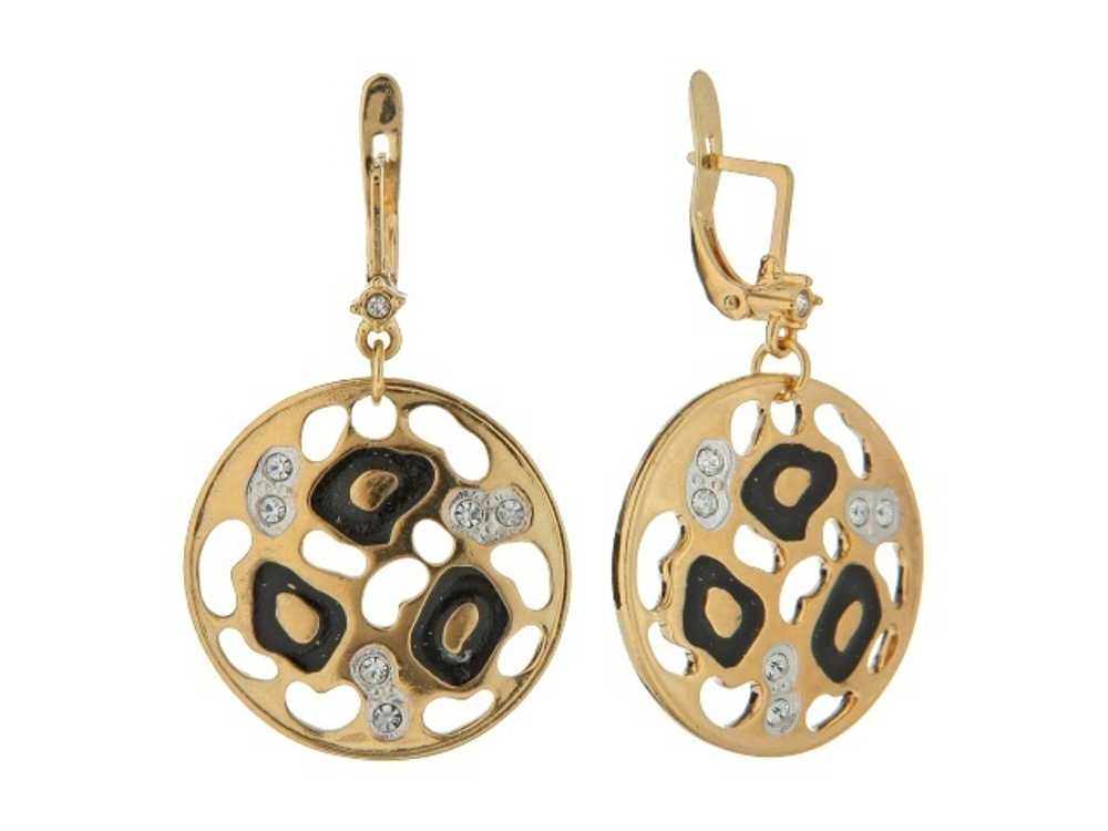 "Хайра" серьги в золотом покрытии из коллекции "Дикие кошки" от Jenavi  с английским замком