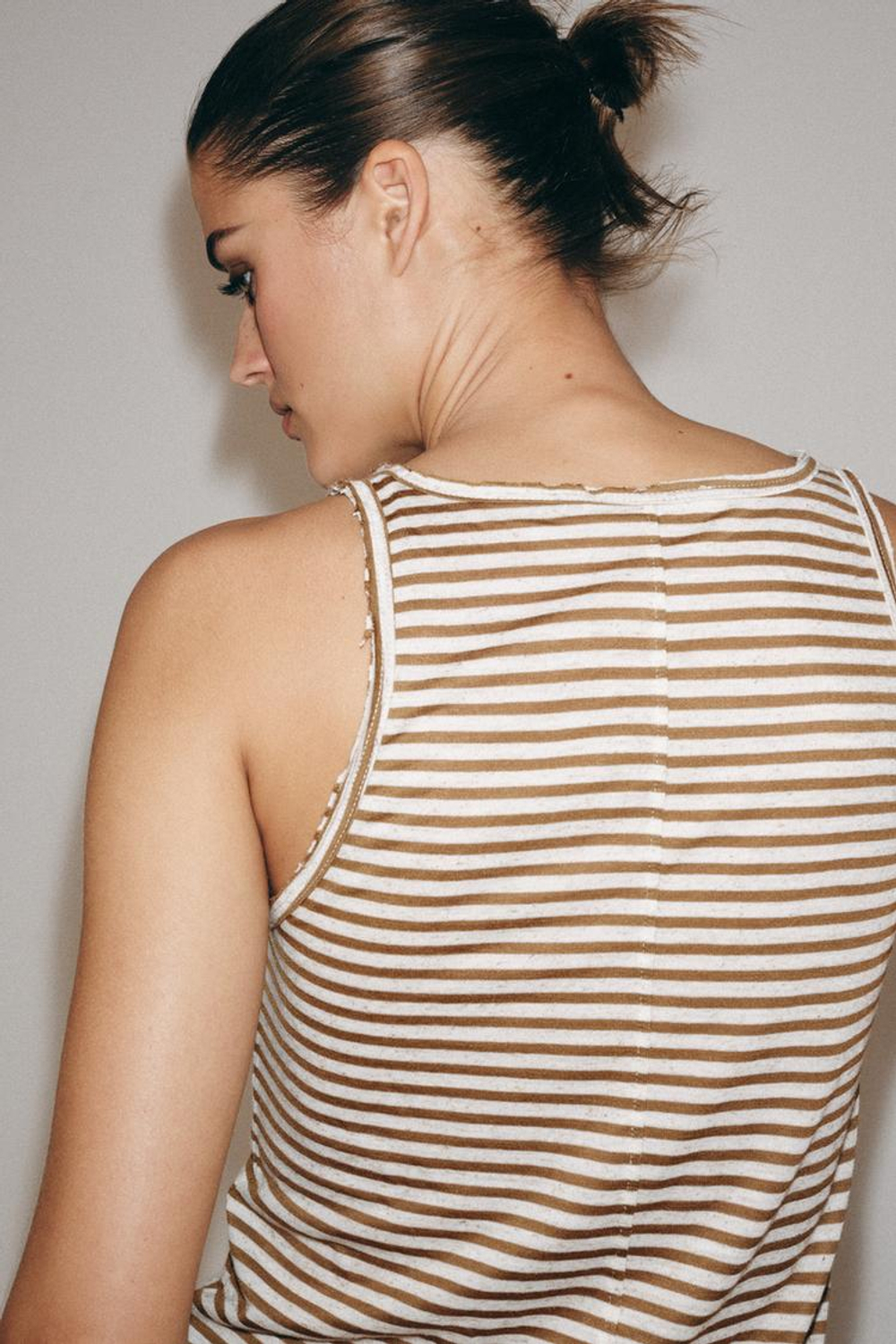 ZARA ФУТБОЛКА В СТИЛЕ РУСТИК В ПОЛОСКУ, ЭКРЮ