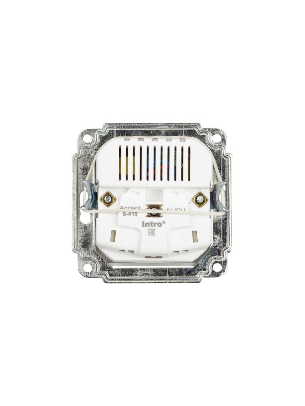 Розетка 1-м СП Accent 6-410-01 16А IP20 250В P+E Schuko защ. шторки + 2хUSB бел. Intro Б0063689