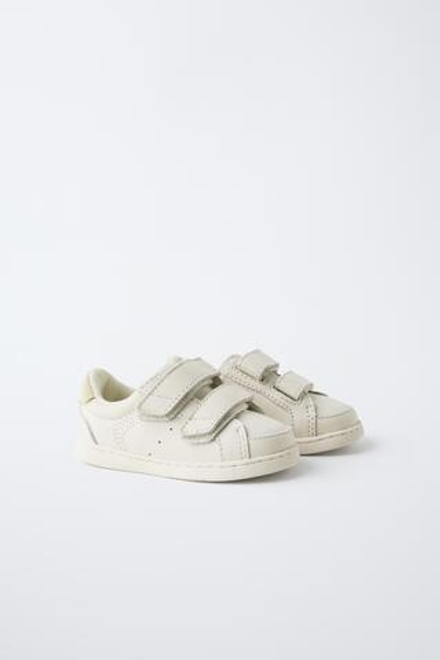 ZARA КОЖАНЫЕ КРОССОВКИ С РЕМЕШКАМИ BAREFOOT, БЕЛЫЙ