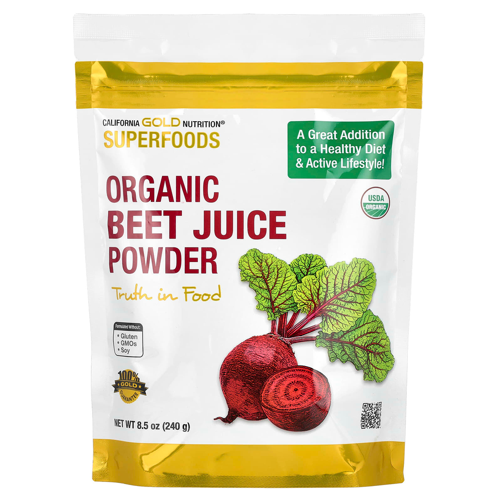 California Gold Nutrition, Superfoods, порошок из сока органической свеклы, 240 г (8,5 унции)
