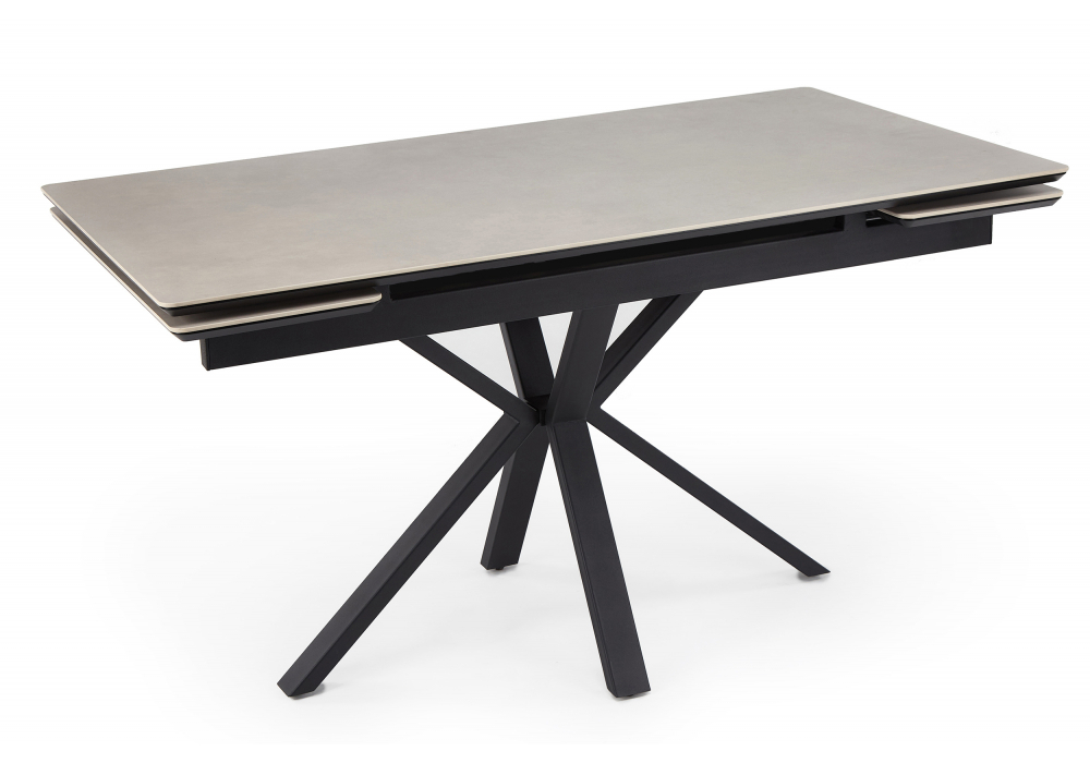 Керамический стол Woodville Старлайт 120(180)х80 carmen light grey, черный