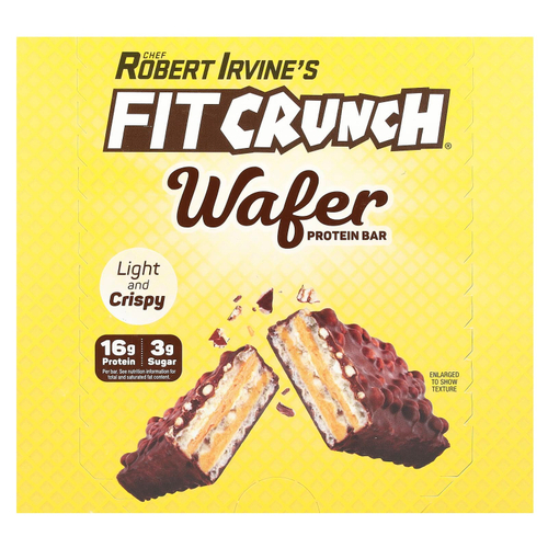 FITCRUNCH, протеиновый вафли, со вкусом шоколада и арахисовой пасты, 9 шт. по 45 г (1,59 унции)