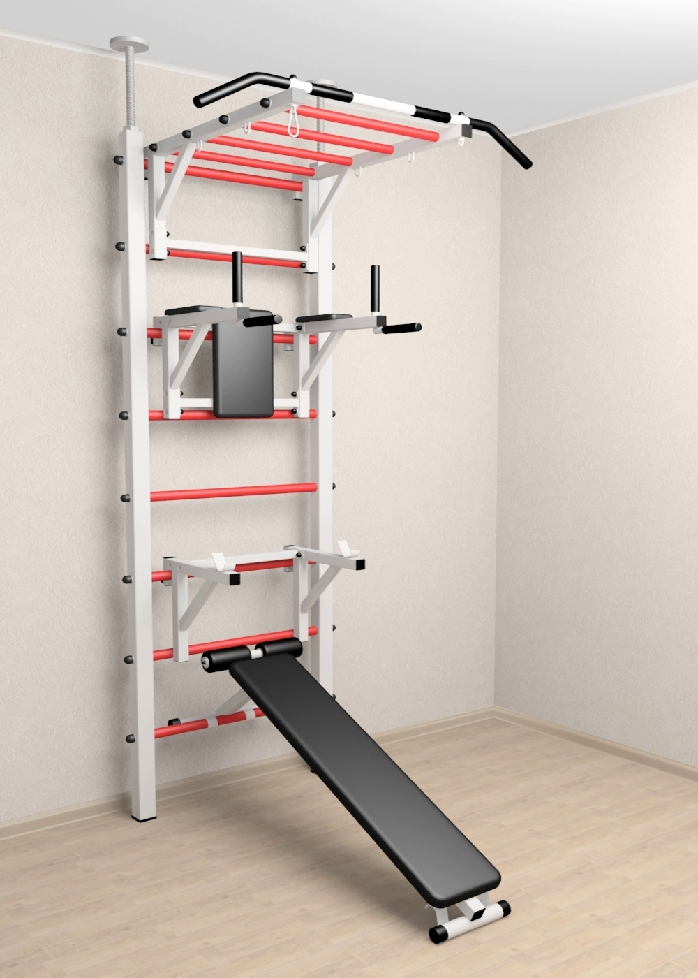 Шведская стенка Sv Sport враспор (Турник рукоход/Брусья/Стойка/Скамья)