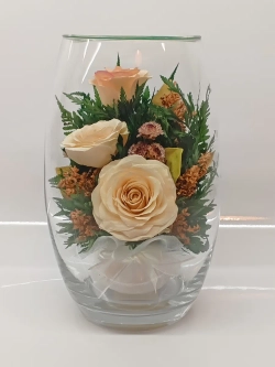 натуральные розы в стекле, вакуум