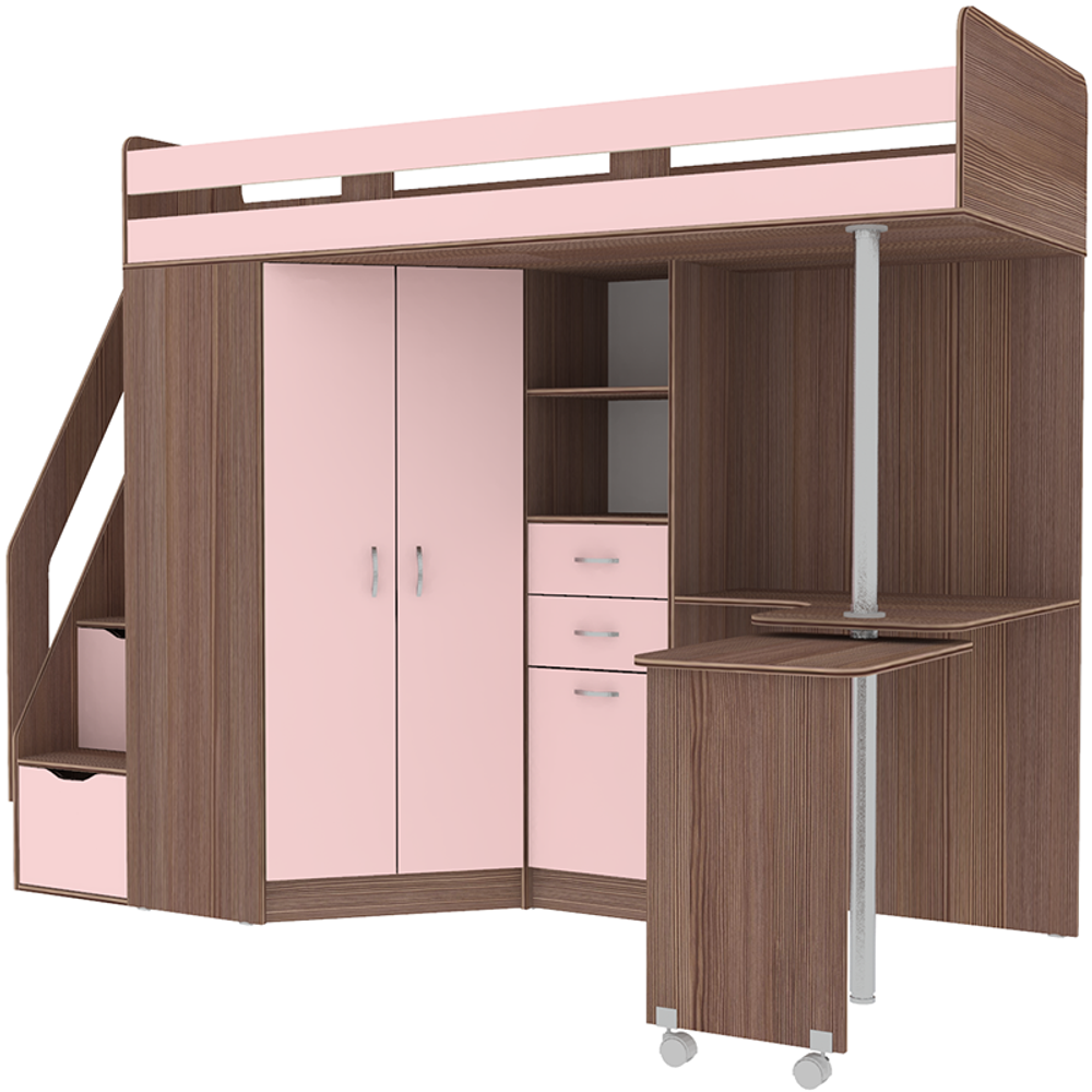 Кровать-чердак КарИВи Мийа Люкс Бодего Темный Розовый