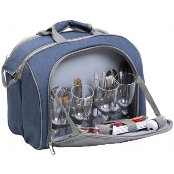 Набор для пикника Helios на 4 персоны синий/серый HS-425S-(4)BG