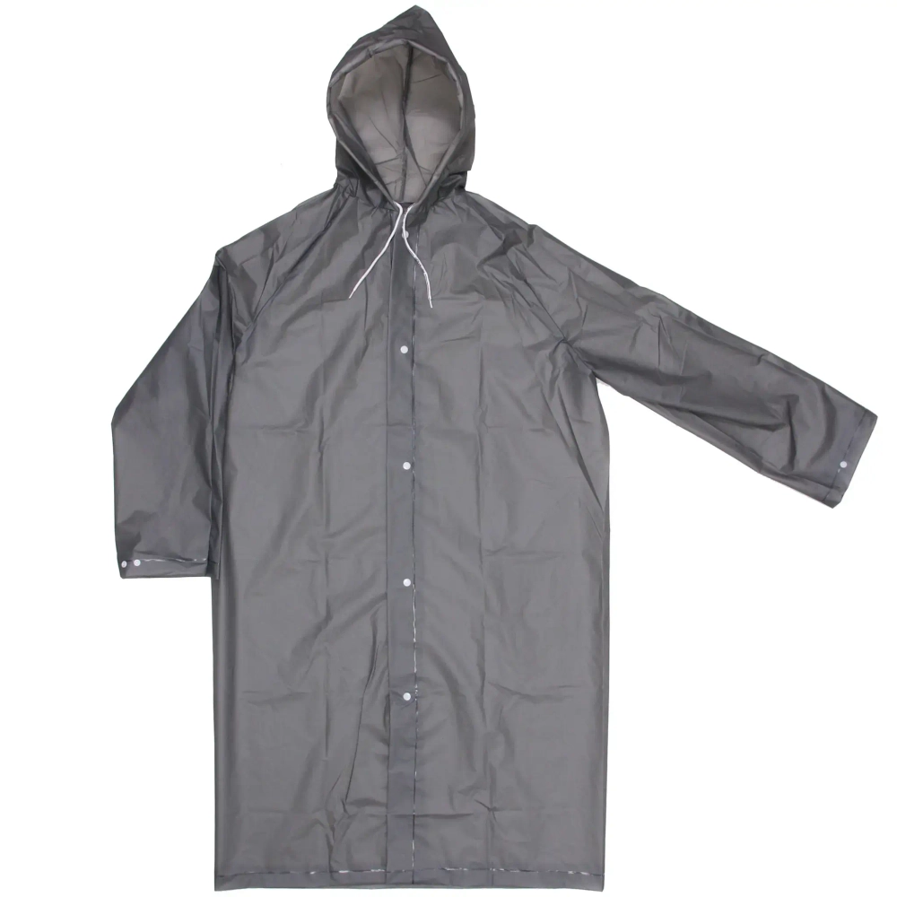 Дождевик-плащ 140 Мкрн 115*65см «Уральский» с капюшоном и завязками, на кнопках, серый ДоброСад