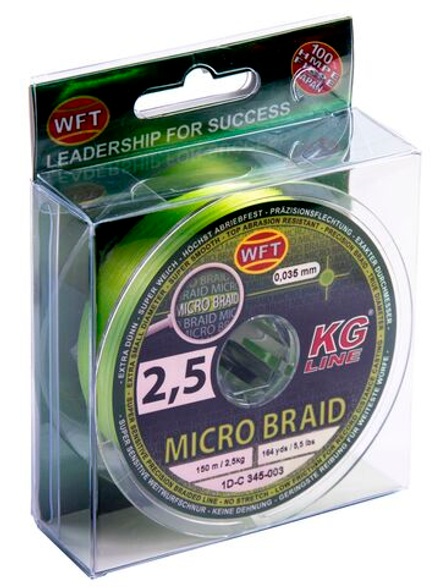 Леска плетёная WFT KG MICRO BRAID Chartreuse 150 м, 0.035 мм