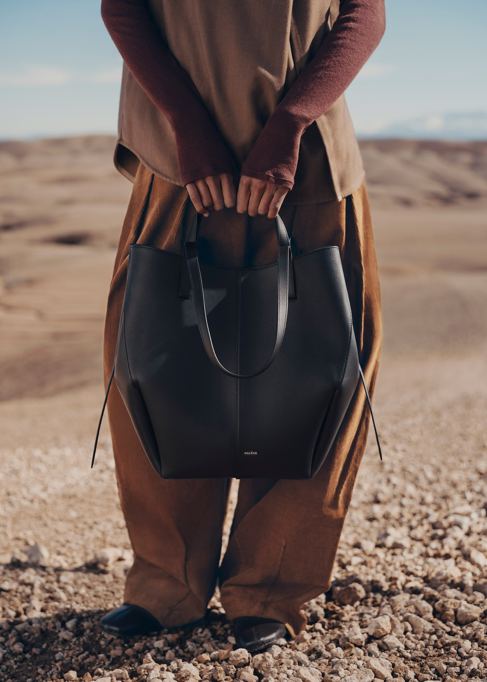 POLENE СУМКА CYME TOTE, ЧЕРНЫЙ