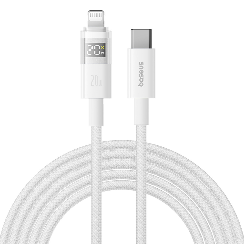 USB-C - Lightning Кабель Baseus Display 2 Charging+Data 20W 1-2m - Moon White