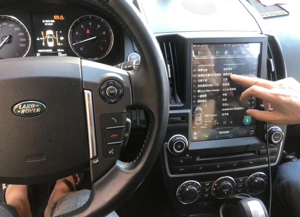 Магнитола для Land Rover Freelander 2 2007-2014 - Carmedia NH-1202 монитор 12.1" Тесла-стиль на Android 9, 4/64ГБ, DVD привод