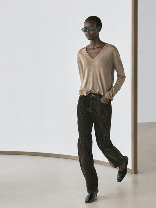 Massimo Dutti Вязаный свитер из смеси шелка и шерсти, зеленоватый